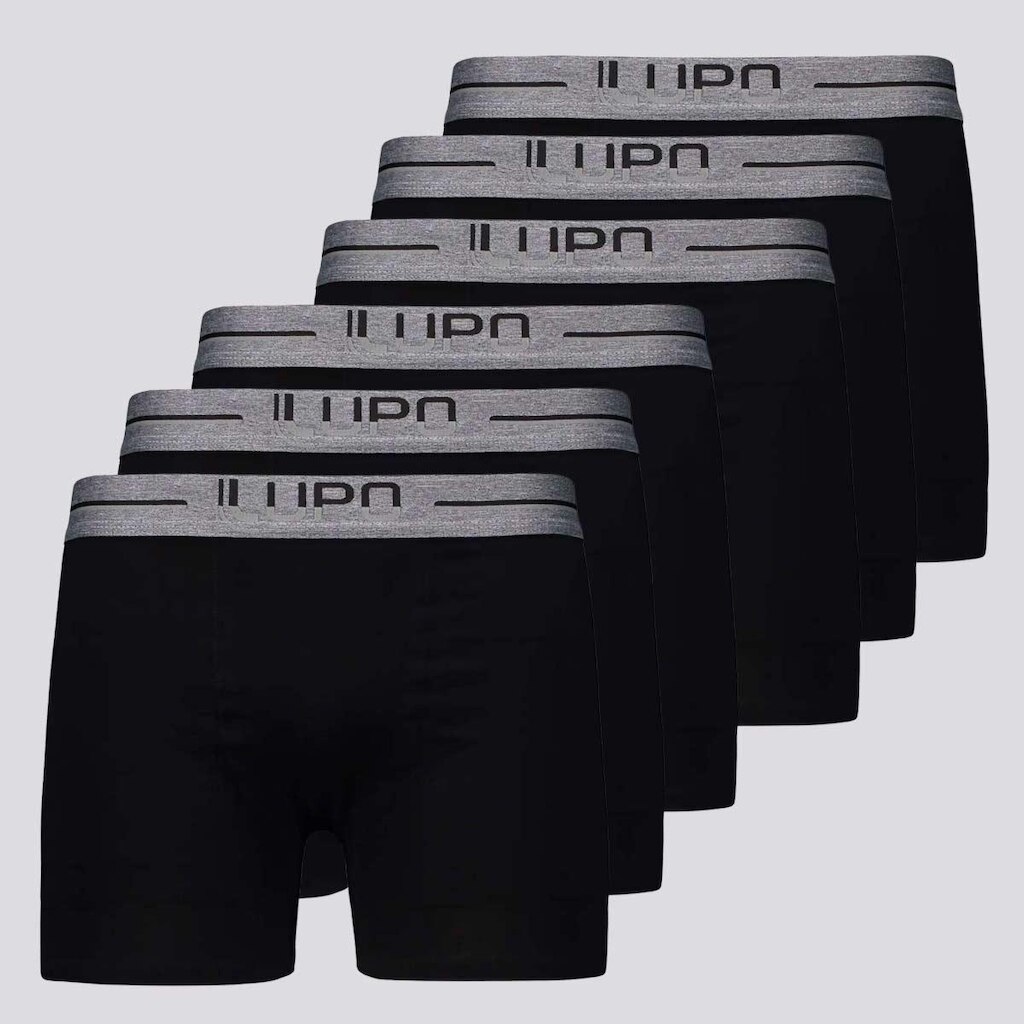 Kit de 6 Cuecas Boxer Lupo Anatomic Shape Preta e Cinza