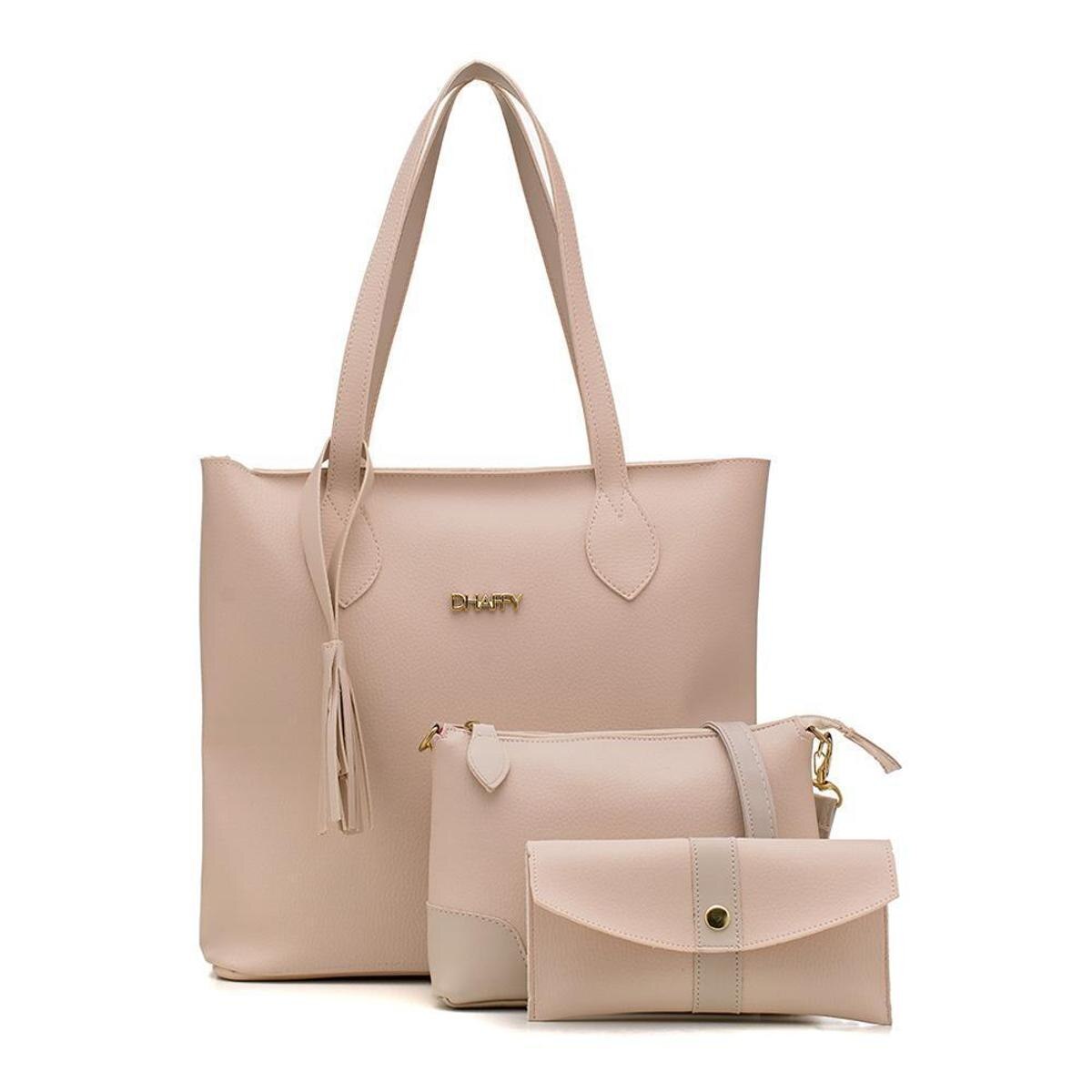 Menor preço em Kit de Bolsas s Grande Sacola + Transversal e Necessarie Dhaffy Feminino