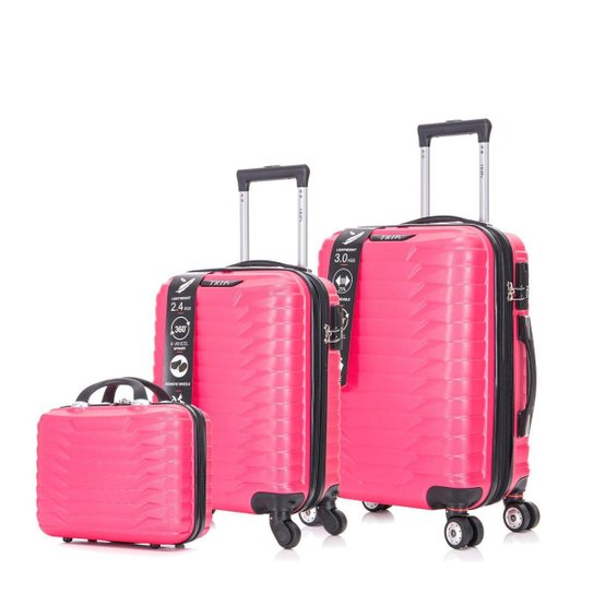 Kit de Bordo Luxo Mala de Viagem Rígida de Fibra ABS - LANÇAMENTO!!!!! - Pink Menor preço em Kit de Bordo Luxo Mala de Viagem Rígida de Fibra ABS - LANÇAMENTO!!!!! - Pink
