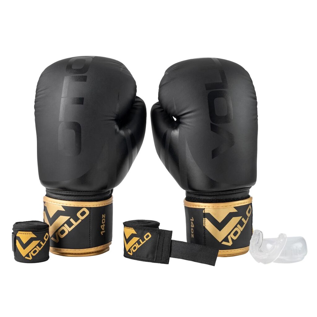 Kit de Boxe e Muay Thai Training Luva 12Oz Protetor Bucal e Bandagem 3M Vollo