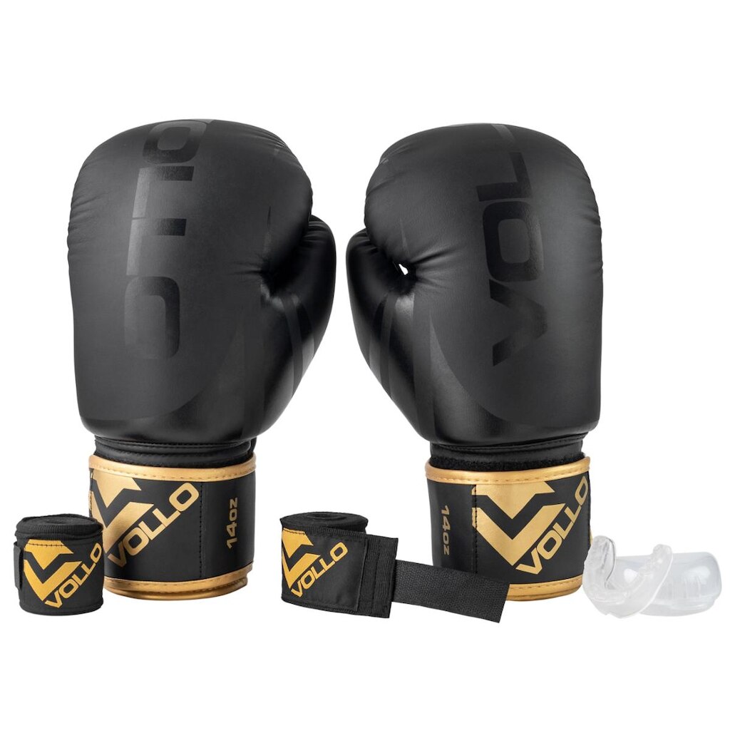 Kit de Boxe e Muay Thai Training Luva 14Oz Protetor Bucal e Bandagem 3M Vollo