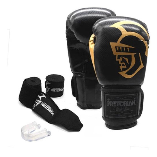 Kit De Boxe/Muay Thai Pretorian Elite Training - Preto/Dourado - Preto Menor preço em Kit De Boxe/Muay Thai Pretorian Elite Training - Preto/Dourado - Preto