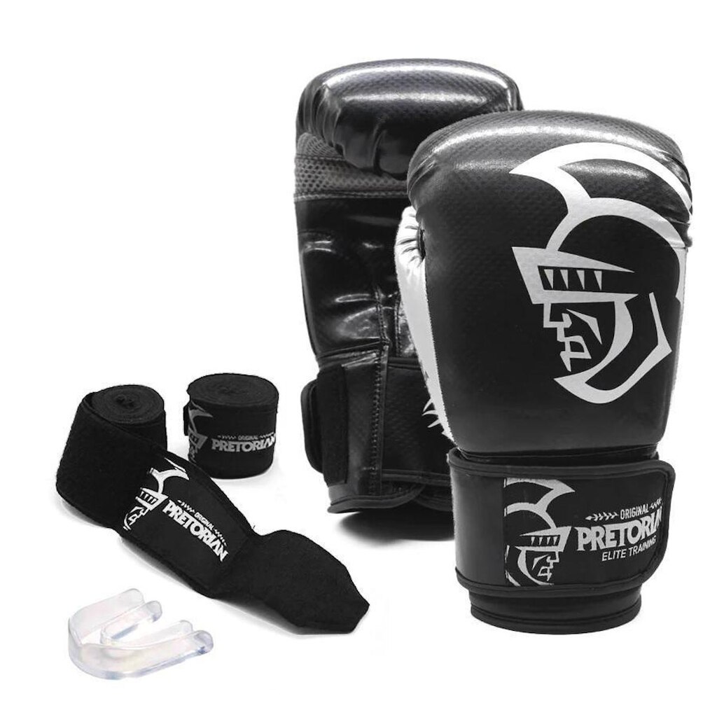 Kit de Boxe/Muay Thai Pretorian Elite Training - Preto/Prata