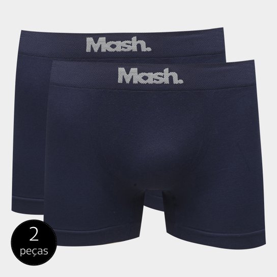 Kit de Cuecas Boxer Mash Sem Costura 2 Peças - Marinho Menor preço em Kit de Cuecas Boxer Mash Sem Costura 2 Peças - Marinho