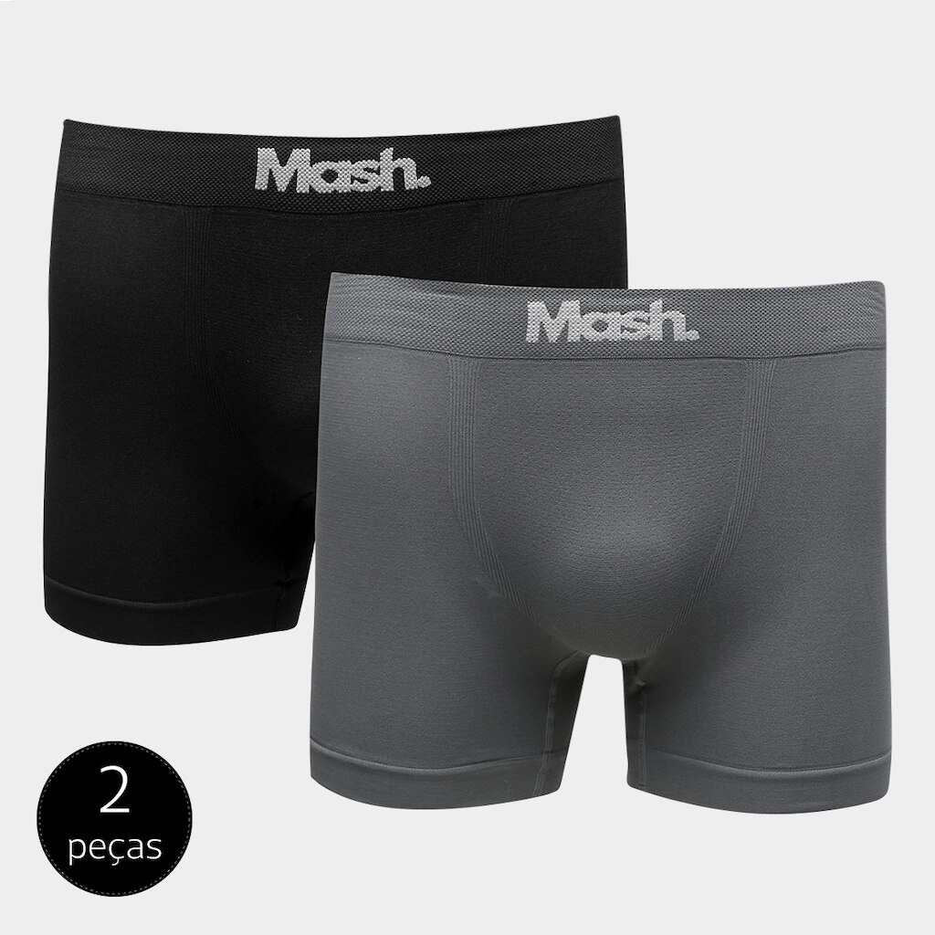 Kit de Cuecas Boxer Mash Sem Costura 2 Peças