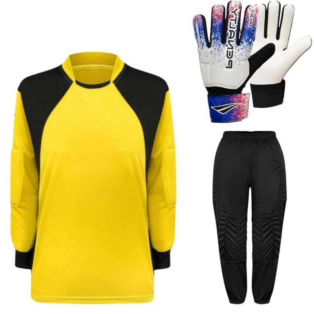 Kit de Goleiro Camisa + Calça Acolchoada + Luva