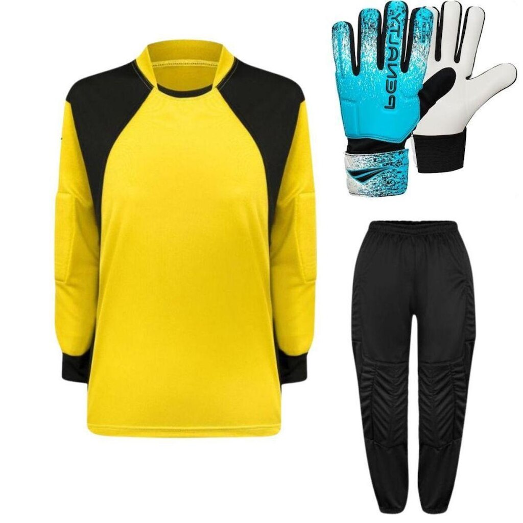 Kit de Goleiro Camisa + Calça Acolchoada + Luva