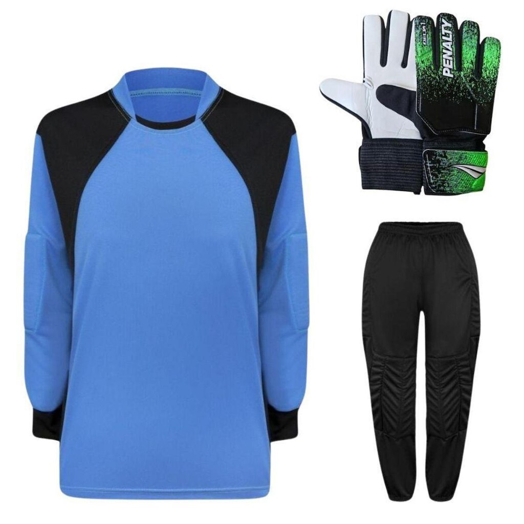 Kit de Goleiro INFANTIL Camisa + Calça Acolchoada + Luva Penalty ( P A G)
