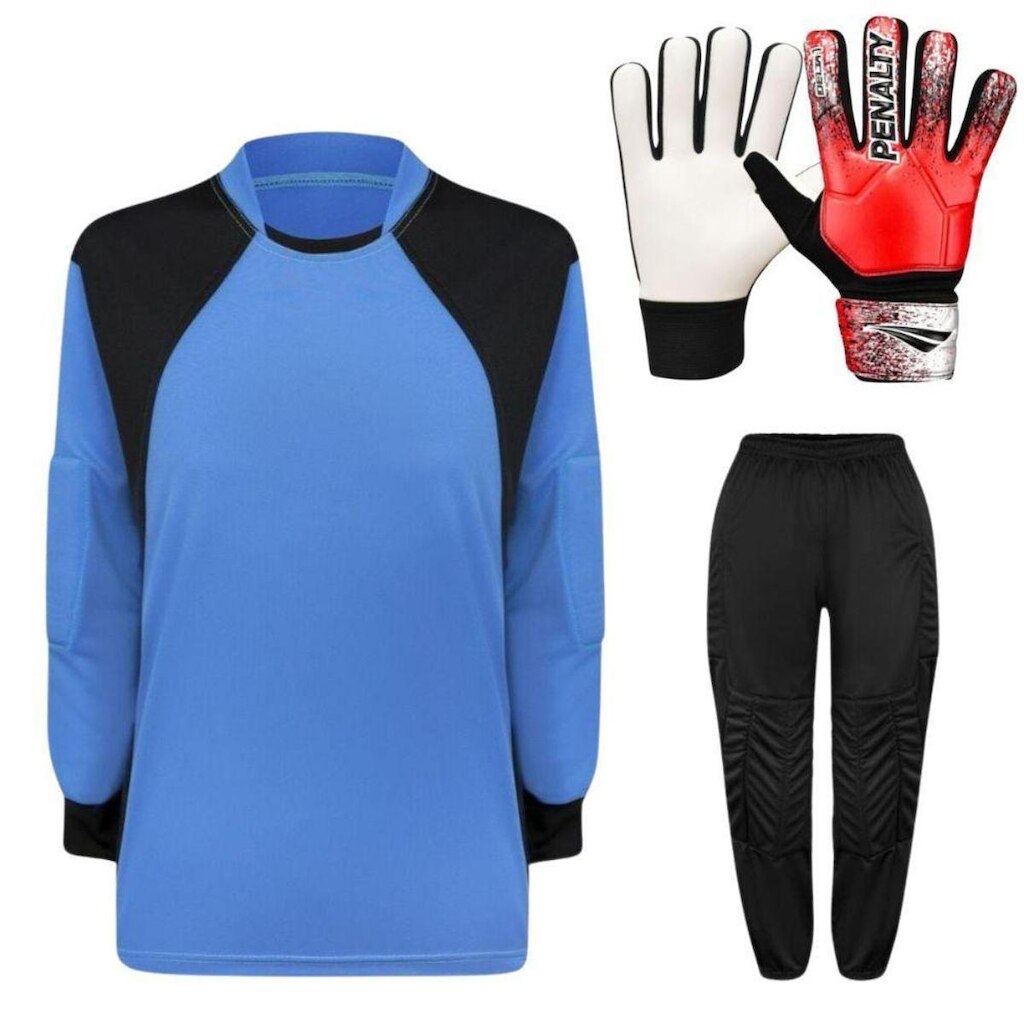 Kit de Goleiro INFANTIL Camisa + Calça Acolchoada + Luva Penalty ( P A G)