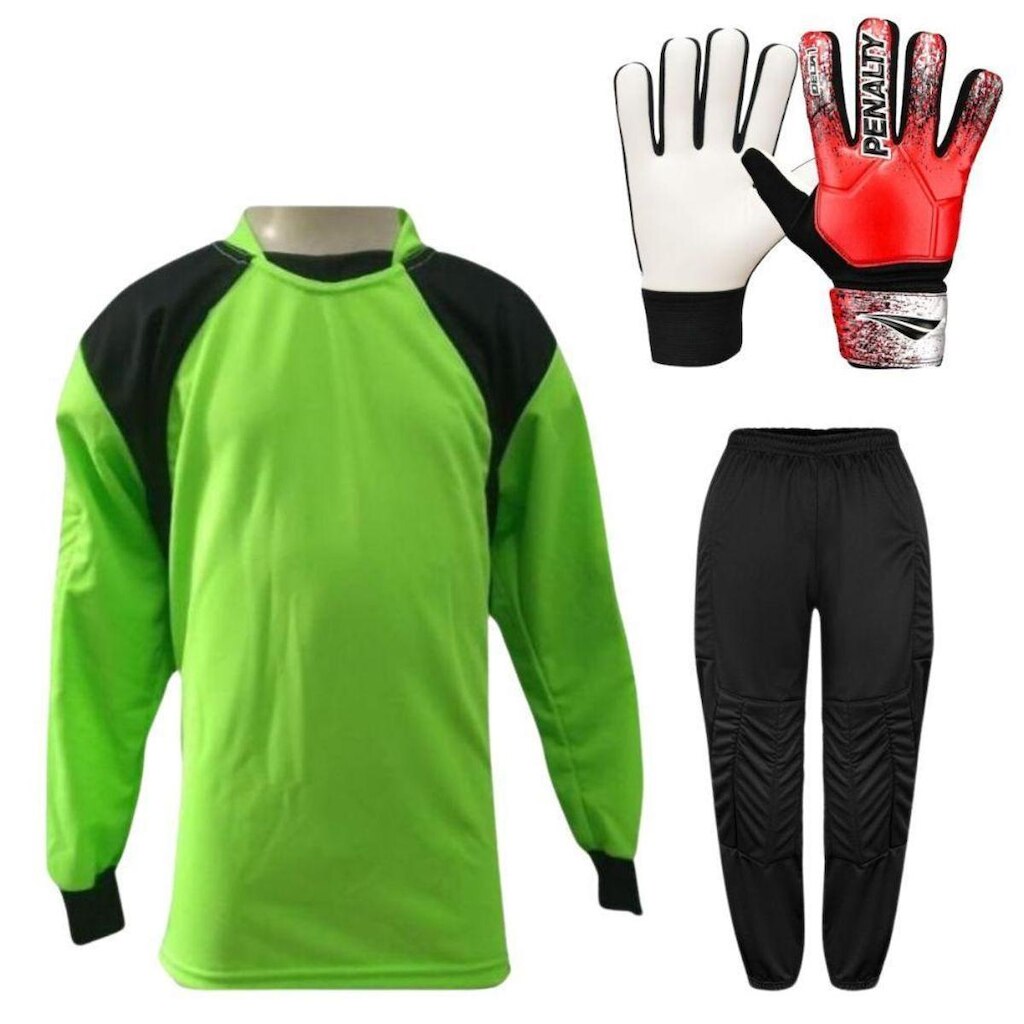 Kit de Goleiro INFANTIL Camisa + Calça Acolchoada + Luva Penalty ( P A G)