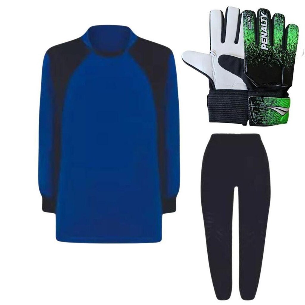 Kit de Goleiro Infantil Camisa + Calça Acolchoada + Luva