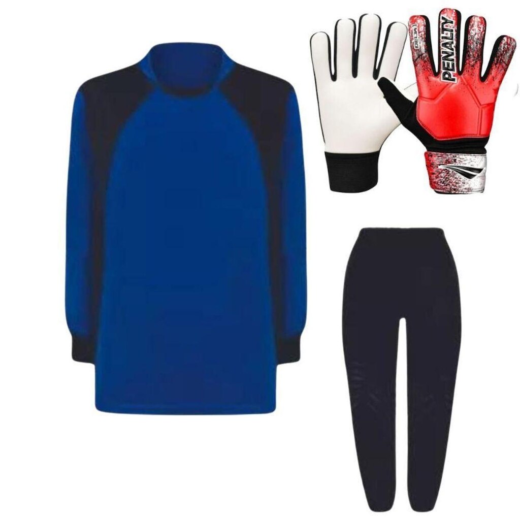 Kit de Goleiro Infantil Camisa + Calça Acolchoada + Luva