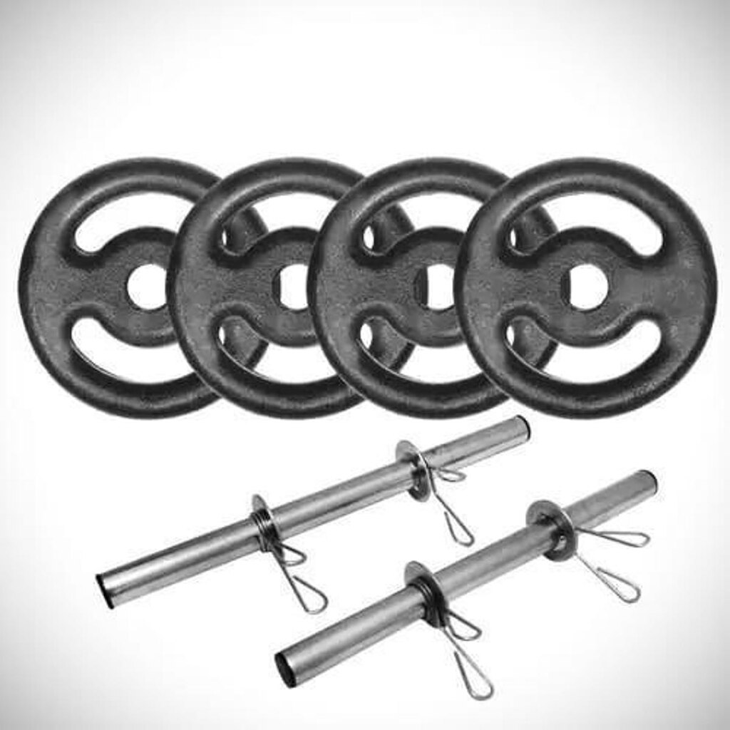Kit De Halter Com Barra 40cm + Anilhas De Ferro Fundido 20kg