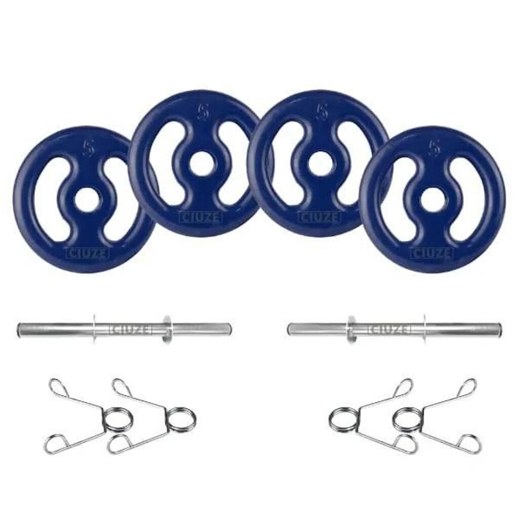 Kit De Halter Com Barra 40cm + Anilhas Emborrachada (4x 5Kg)