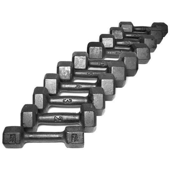 Kit de Halter Sextavado de Ferro Fundido Pintado - Pares de 1 a 10 Kg - Preto Menor preço em Kit de Halter Sextavado de Ferro Fundido Pintado - Pares de 1 a 10 Kg - Preto