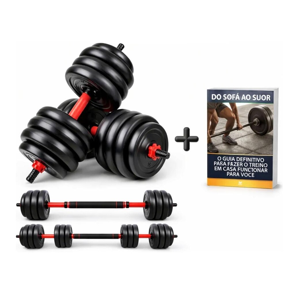 Kit De Halteres Ajustável Até 15kg + Bônus E-book Digital Preto