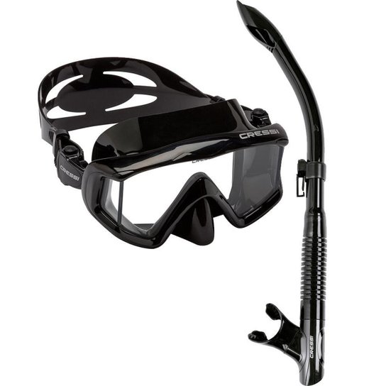 Kit de Mergulho Máscara+Respirador Cressi Pano 3 + Tao Semi Dry - Preto Menor preço em Kit de Mergulho Máscara+Respirador Cressi Pano 3 + Tao Semi Dry - Preto