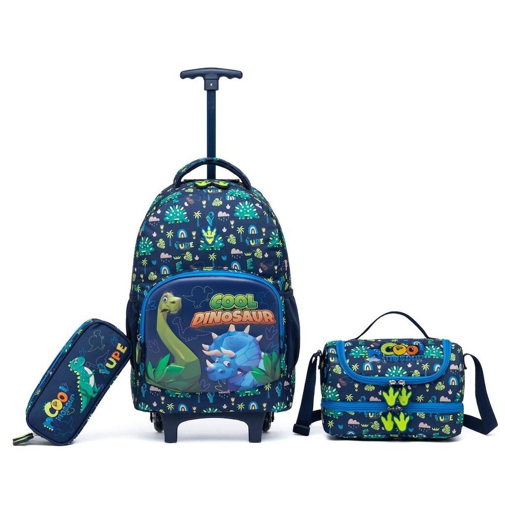 Kit de Mochila Escolar de Rodinha Infantil com Estojo e Lancheira