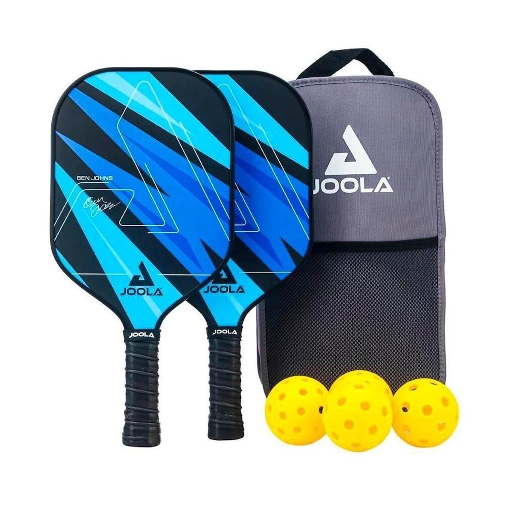 Kit de Pickleball JOOLA Ben Johns Blue Lightning - 2 Raquetes 4 Bolas e 1 Bolsa