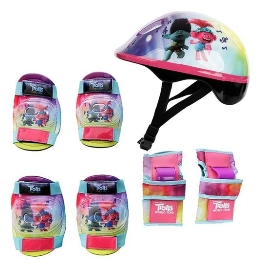 Kit de Proteção Completo Ajustável Trolls - Rosa Menor preço em Kit de Proteção Completo Ajustável Trolls - Rosa