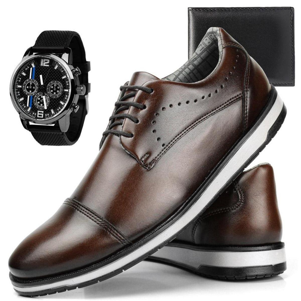 Esporte Fino Sapato Social Marrom Bico Redondo Sapato Masculino