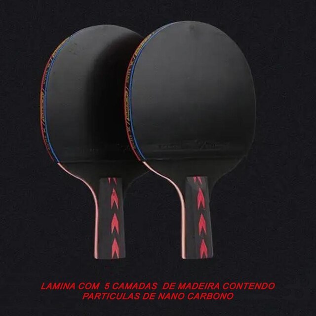 Kit de Tênis de Mesa Huieson Carbon-2 Raq Cabo Caneta 5 Estrelas + bolsa e 3 bolas