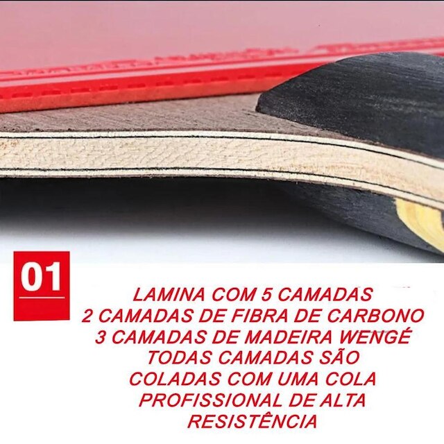 Kit de Tênis de Mesa Huieson Carbon-2 Raquetes 6 Estrelas + bolsa e 3 bolas