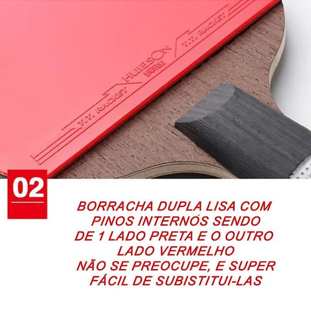 Kit de Tênis de Mesa Huieson Carbon-2 Raquetes 6 Estrelas + bolsa e 3 bolas