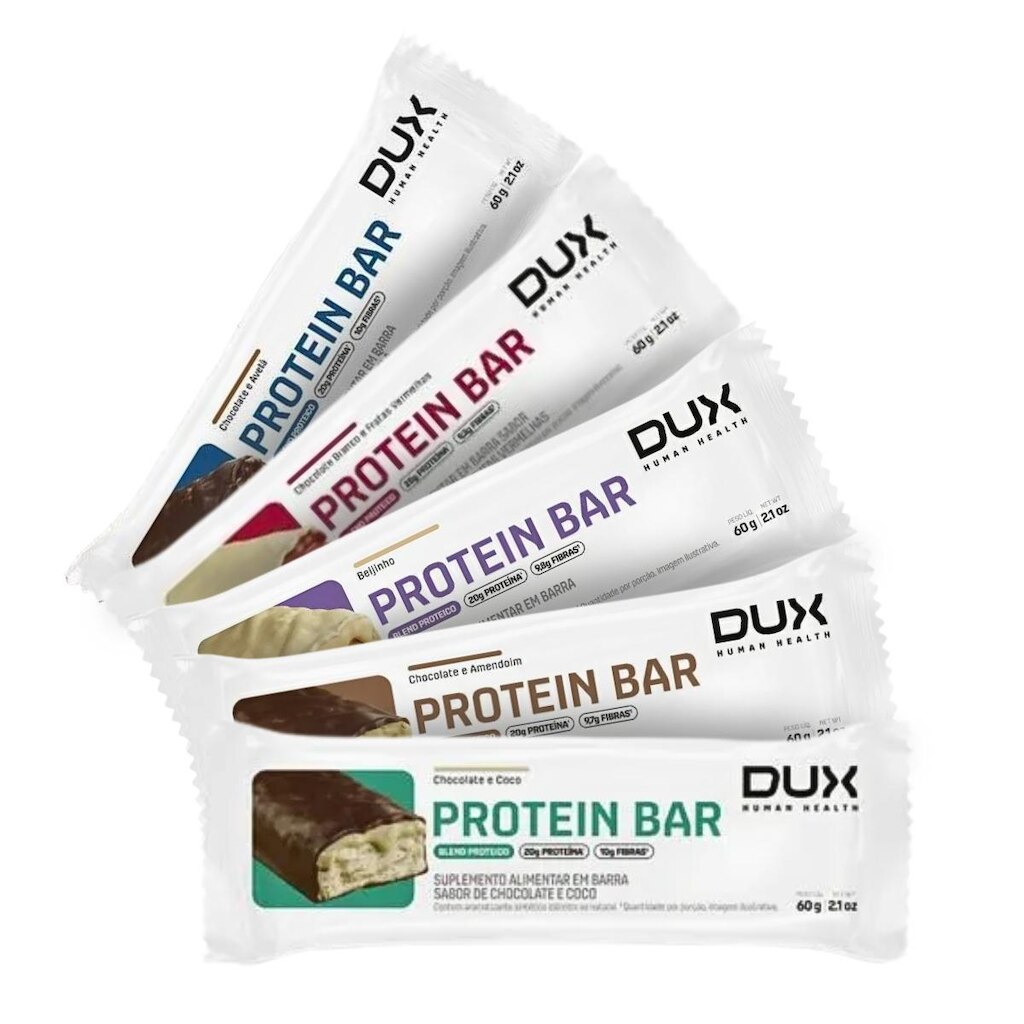 Kit Degustação 5x Protein Bar 60g Diversos Sabores Dux