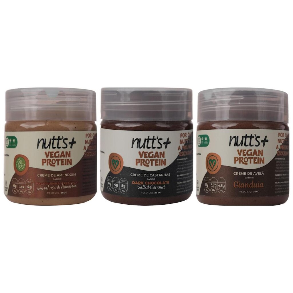 Kit Degustação Cremes Vegan Protein 3x 200g Nutts Mais