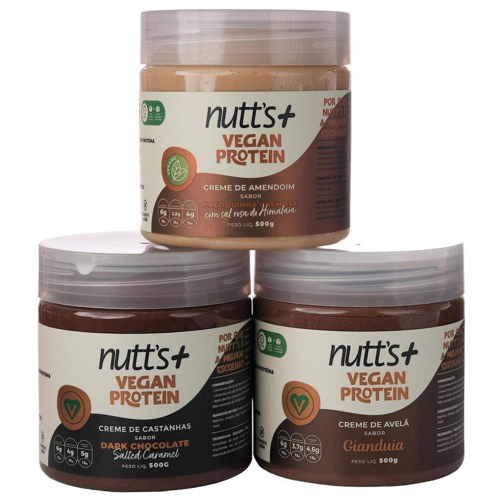 Kit Degustação Cremes Vegan Protein 3x 500g Nutts Mais