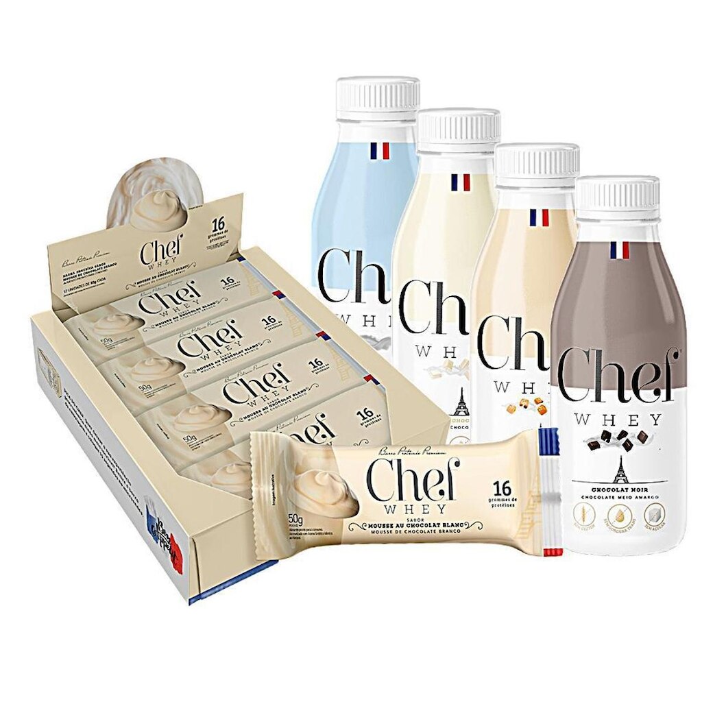 Kit Display Chef Whey Bar 12Un + Chef Whey Dose Única 40g - Chef Whey