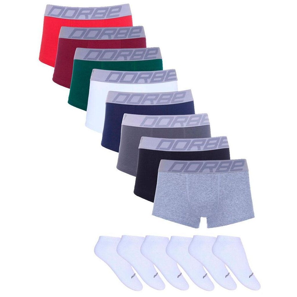 Kit Dorbe com 8 Cuecas Sungão + 6 Pares Meia Branco