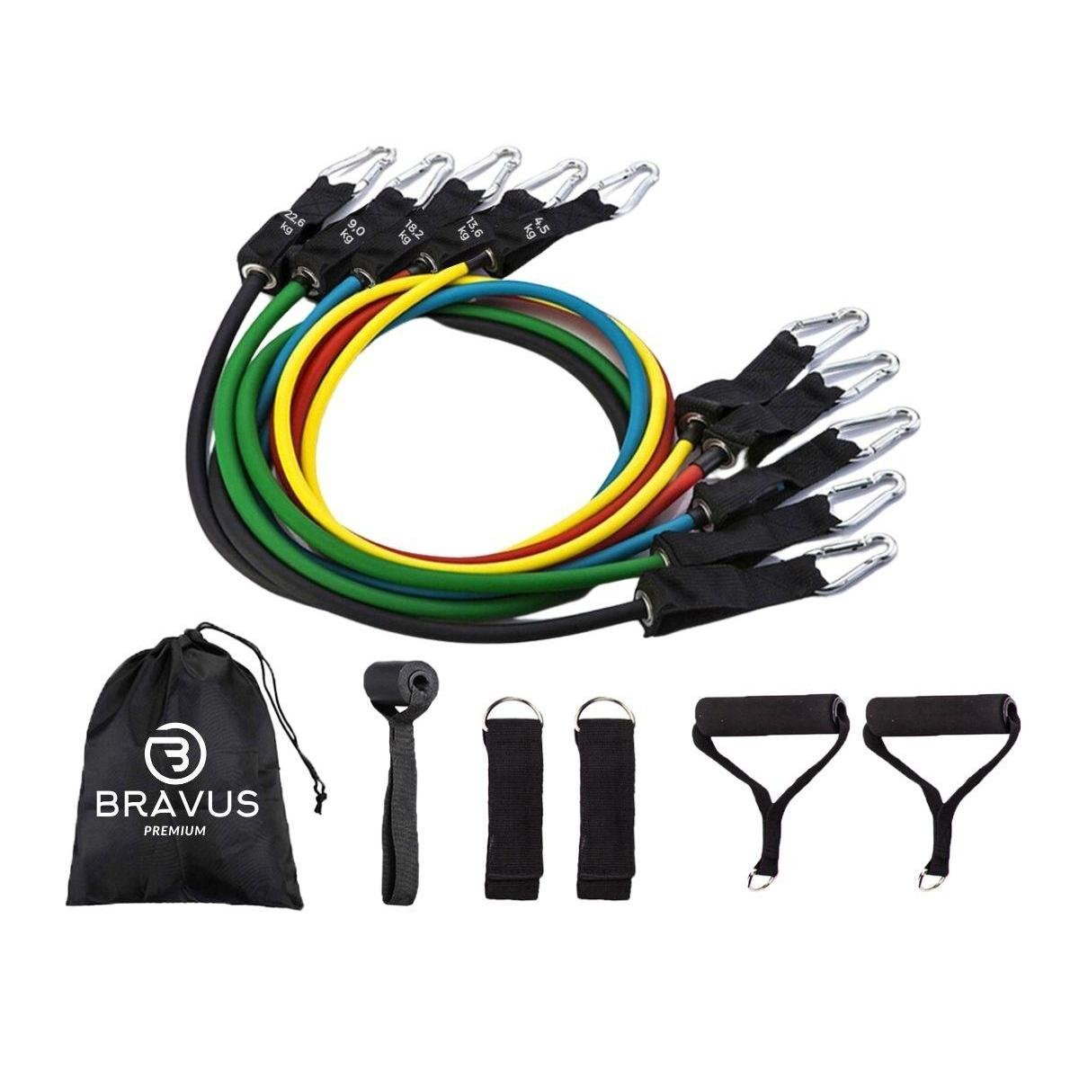Kit Elástico Bravus Sport Extensor Premium 11 Peças Tubing Menor preço em Kit Elástico Bravus Sport Extensor Premium 11 Peças Tubing
