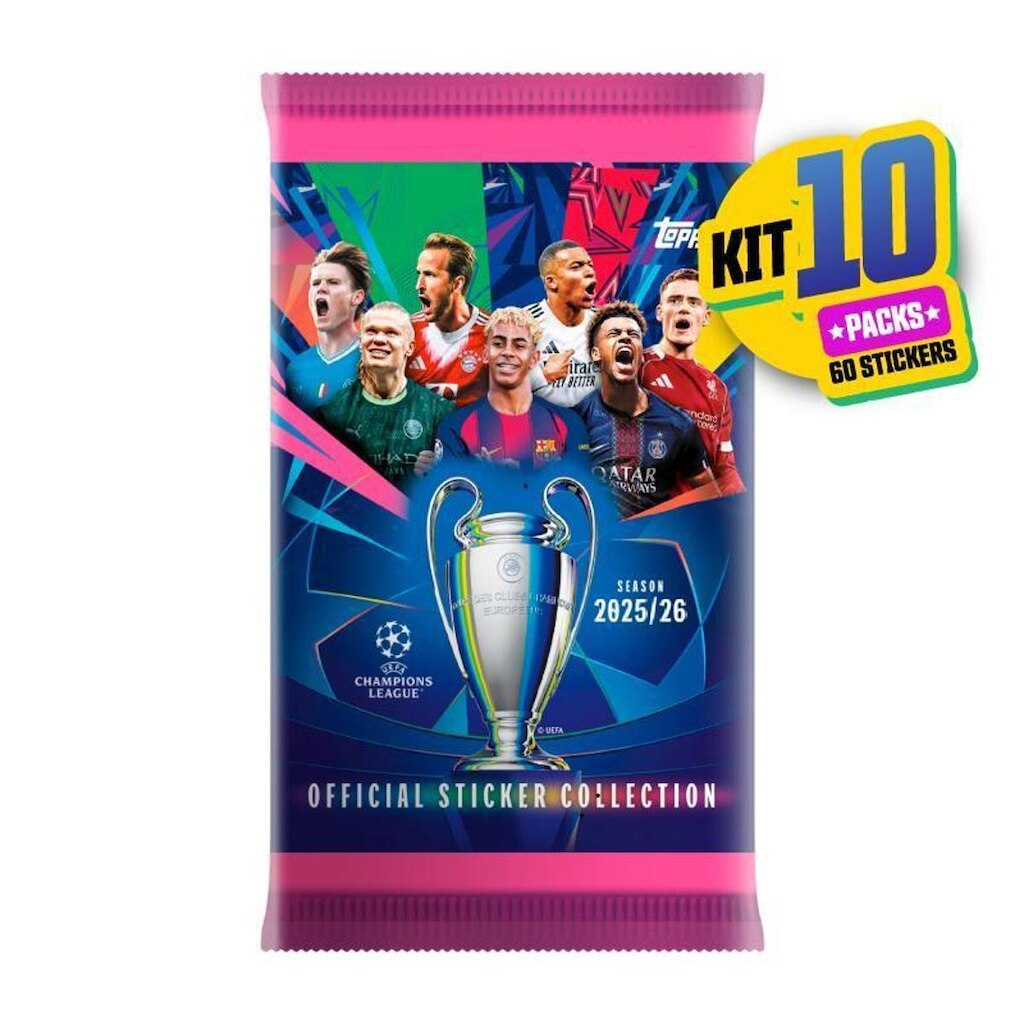 Kit Envelope Stickers com 10 pacotes UEFA Champions League 2025/26