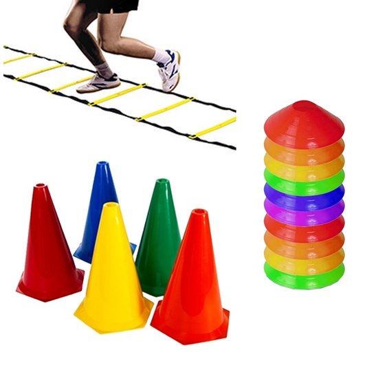 Kit Escada + 8 Cones + 12 Half Cone Funcional Rythmoon - Colorido Menor preço em Kit Escada + 8 Cones + 12 Half Cone Funcional Rythmoon - Colorido