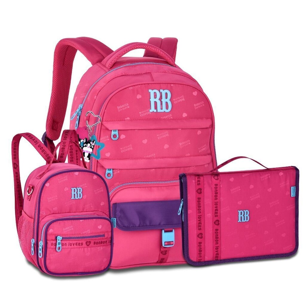 Kit Escolar Feminino Mochila com Lancheira e Estojo Fichário
