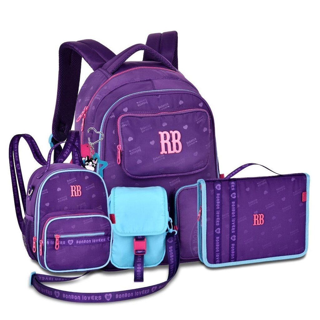 Kit Escolar Feminino Mochila com Lancheira e Estojo Fichário