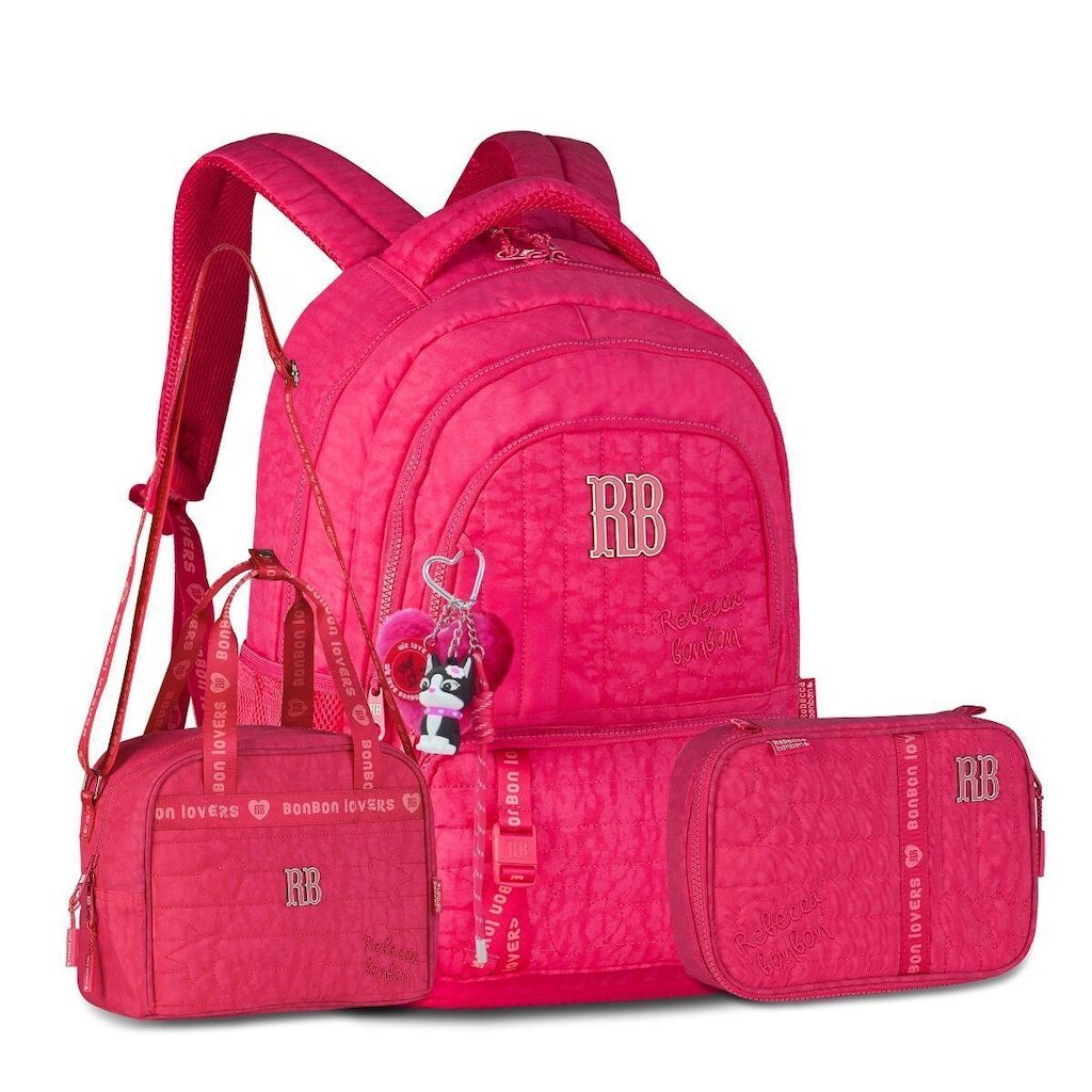 Kit Escolar Feminino Mochila com Lancheira e Estojo Rebecca Bonbon