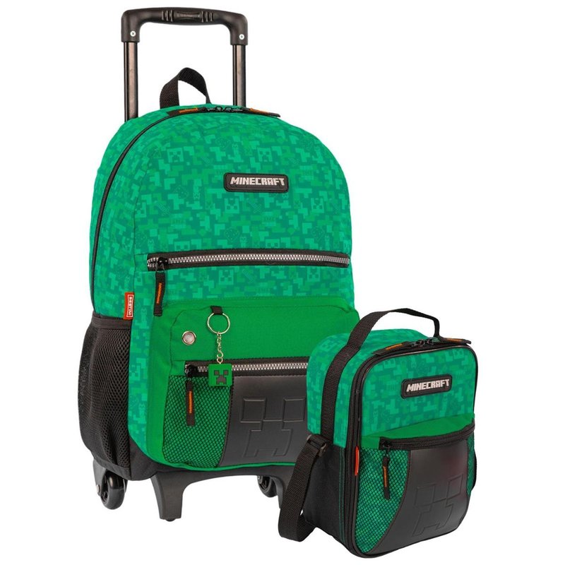 Kit Escolar Minecraft Luxo Mochila de Rodinha + Lancheira em oferta na Shopee Kit Escolar Minecraft Luxo Mochila de Rodinha + Lancheira