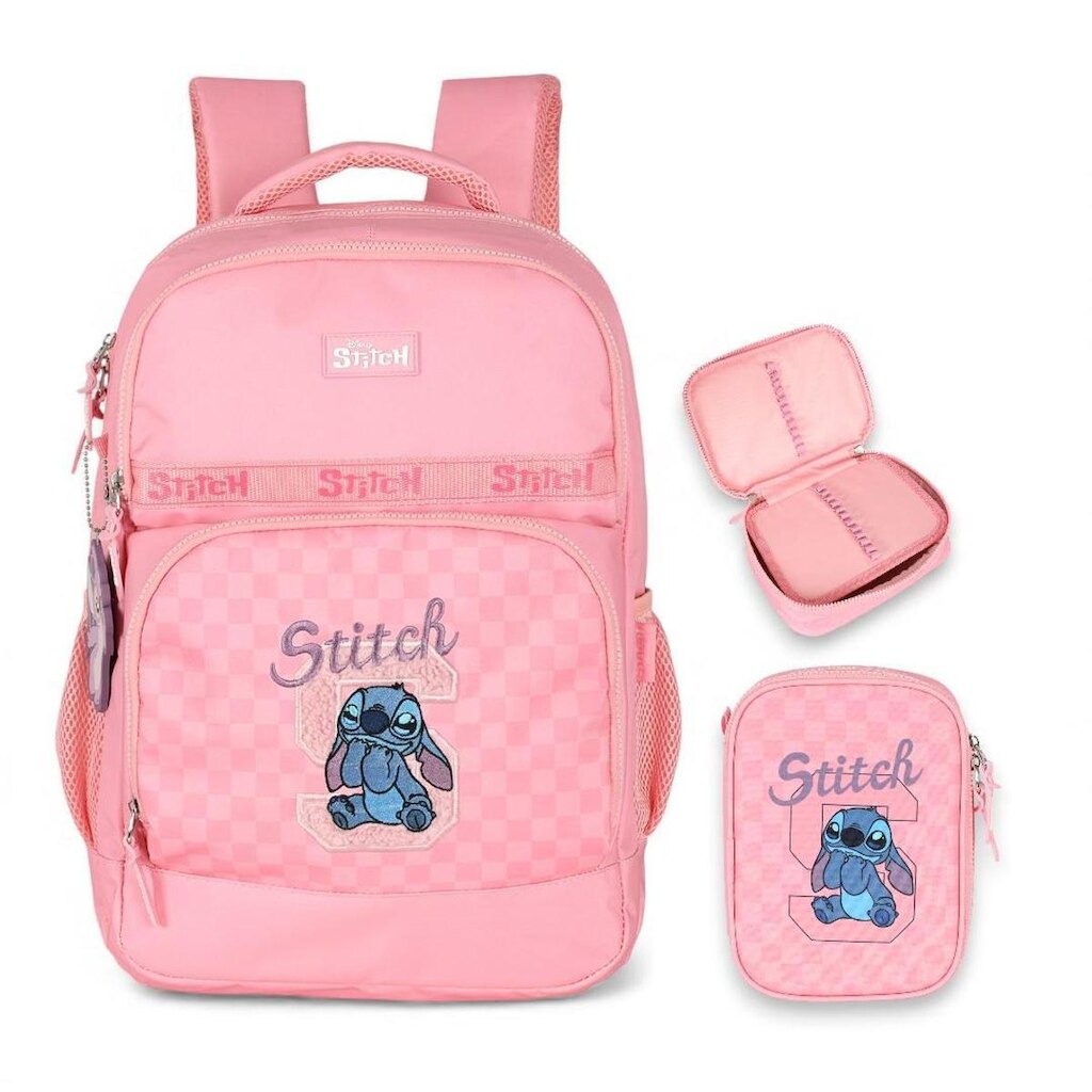 Kit Escolar Mochila Costas Estojo Box Stitch Disney Luxcel