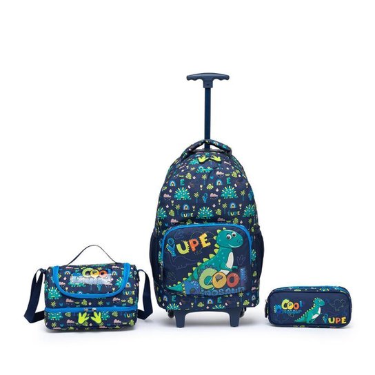 kit escolar Mochila de Rodinha Infantil Estojo e Lancheira Térmica - Azul+Verde é ruim? kit escolar Mochila de Rodinha Infantil Estojo e Lancheira Térmica - Azul+Verde é boa?