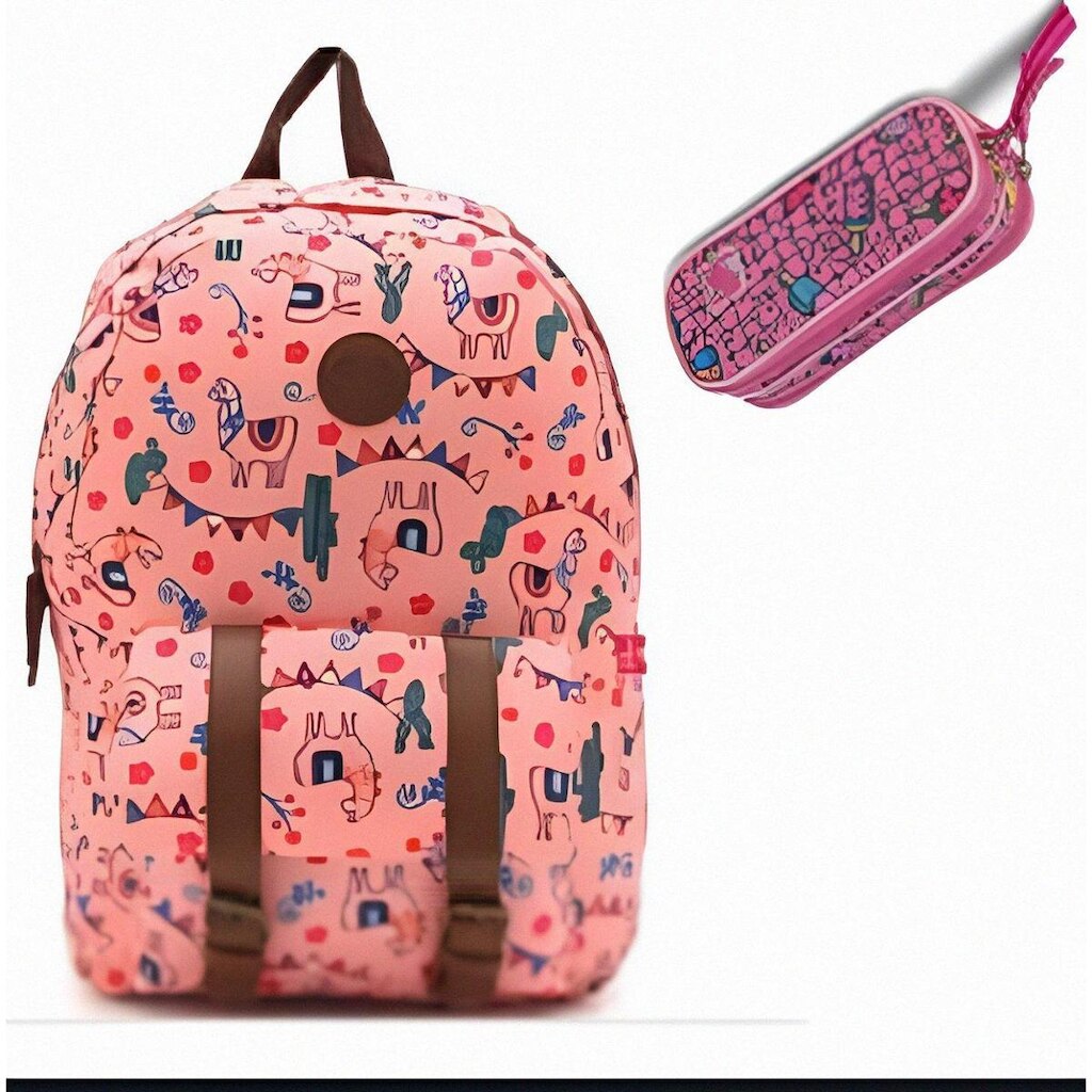 kit escolar Mochila lhama e cactos + estojo