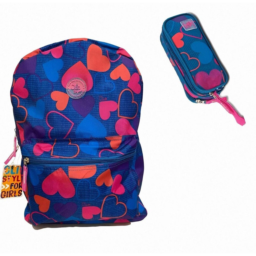 kit escolar Mochila Lovers + estojo Duplo