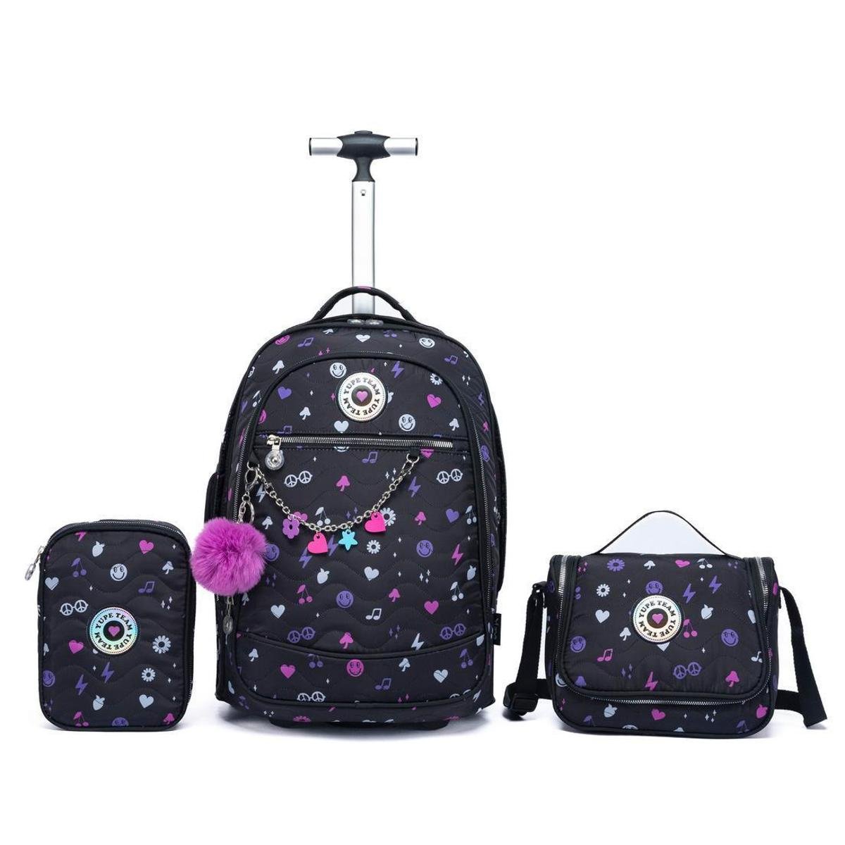 Kit Escolar Mochila Yupe Resistente Menina Espaçosa Lancheira Estojo Rodinhas Menor preço em Kit Escolar Mochila Yupe Resistente Menina Espaçosa Lancheira Estojo Rodinhas