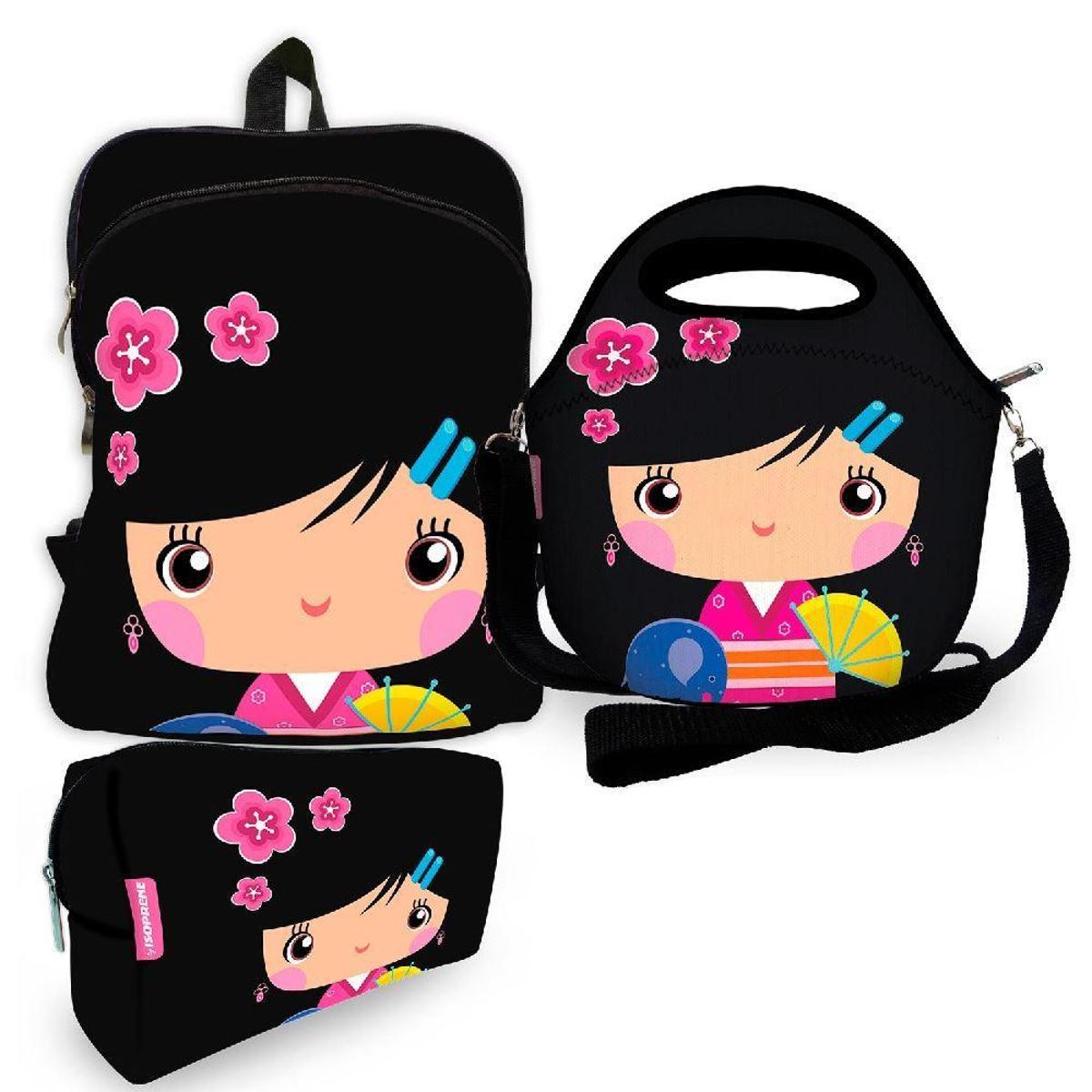 Kit Escolar Plus com Mochila Plus + Lancheira + Necessaire Plus - ISOPRENE - Princesa Manu é boa?