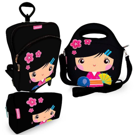 Kit Escolar Premium com Mochila c/ Rodinhas + Lancheira + Necessaire Plus - ISOPRENE - Princesa Manu Menor preço em Kit Escolar Premium com Mochila c/ Rodinhas + Lancheira + Necessaire Plus - ISOPRENE - Princesa Manu
