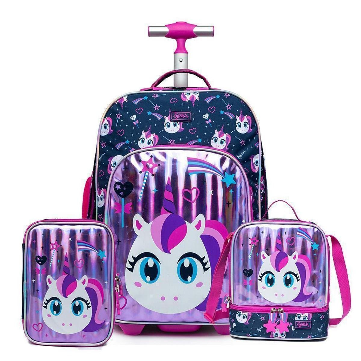 Kit Escolar Spector Mochila de Rodinhas Estojo Lancheira Infantil Menor preço em Kit Escolar Spector Mochila de Rodinhas Estojo Lancheira Infantil