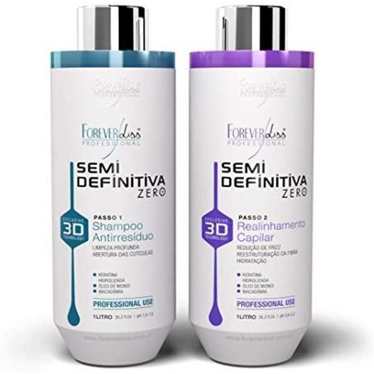 Kit Escova Semi Definitiva Zero 2x1L Forever Liss - Branco Menor preço em Kit Escova Semi Definitiva Zero 2x1L Forever Liss - Branco