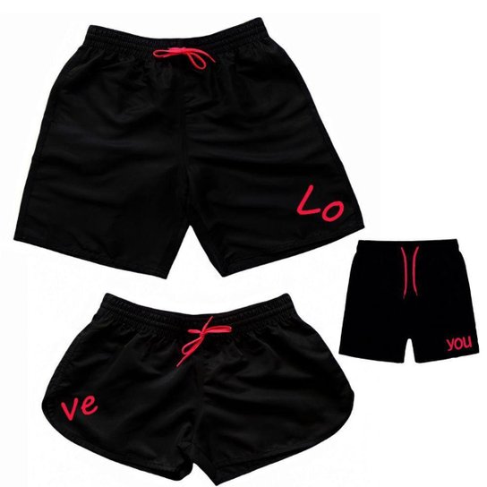 Kit Família 3 Shorts Tactel Combinando Familia Pai Mãe e Filho